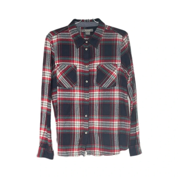 Natural Reflections Plaid Long Sleeve Button Down Flannel Shirt Women’s Large - Picture 1 of 11